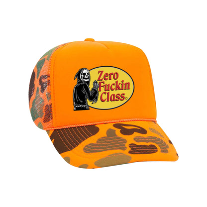 ZERO FUCKIN CLASS CAMO TRUCKER SNAPBACK